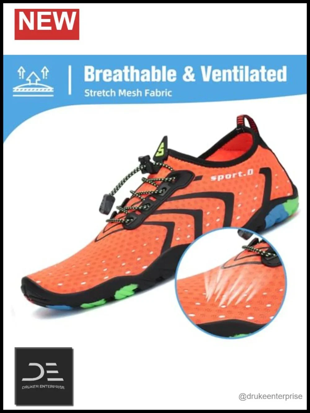 Quick-Dry Barefoot Swim Shoes with Drainage Holes, Lightweight Aqua Shoes